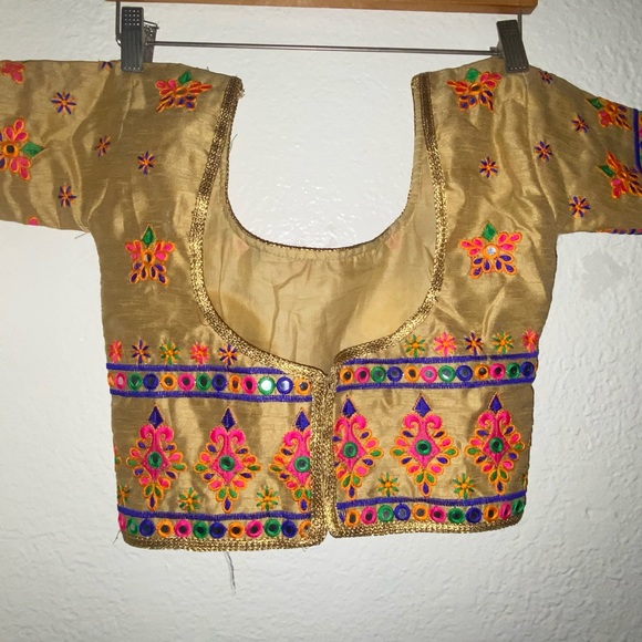 Colorful Embellished Boho Sari Choli Blouse - Picture 3 of 5